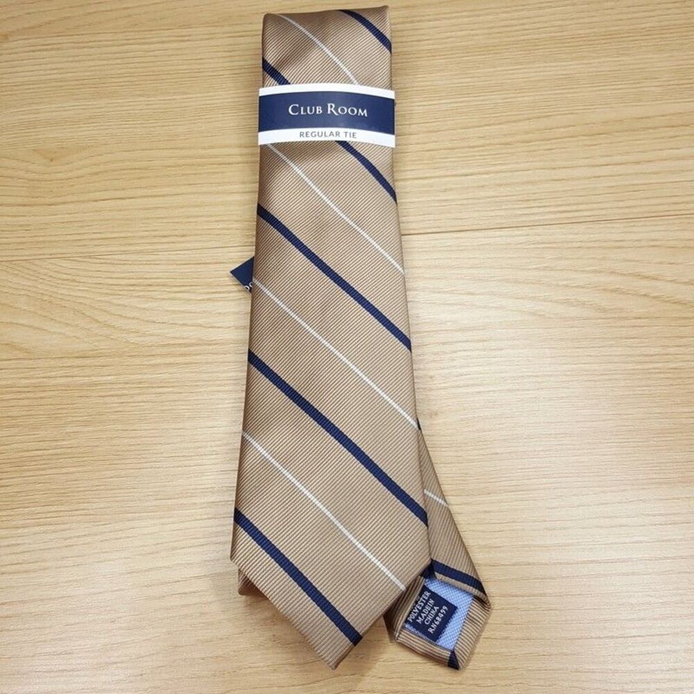 CHARTER CLUB Mens Neck Tie Gold Diagonal Stripe Classic